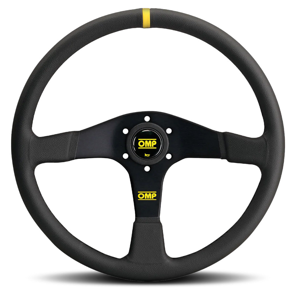 OMP Velocita 380 Steering Wheel - Black Leather Black Spokes 380mm