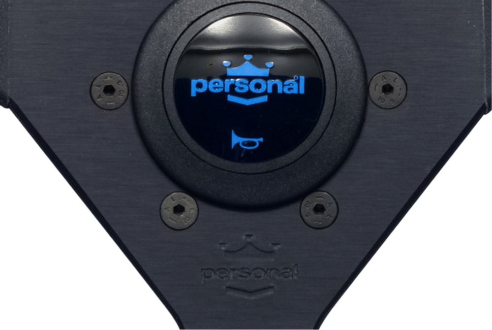 Personal Neo Eagle Steering Wheel - Black Leather Black Spokes Blue Stitching 345mm