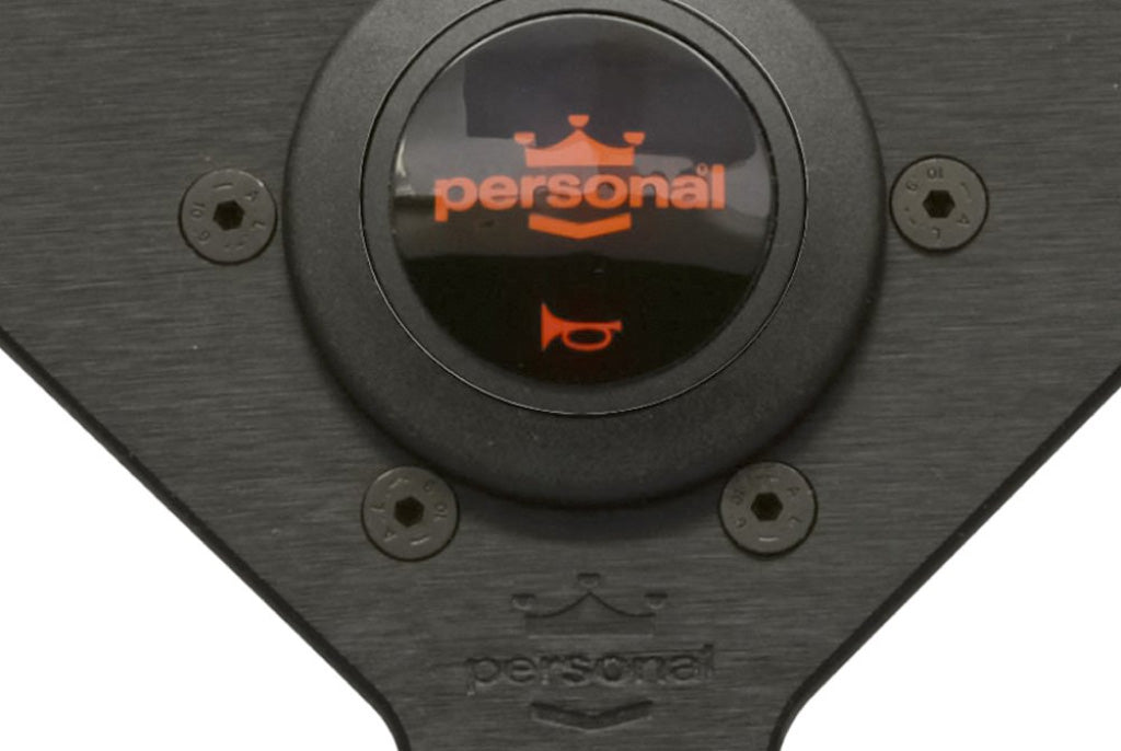 Personal Neo Grinta Steering Wheel - Black Leather Black Spokes Red Stitching 330mm