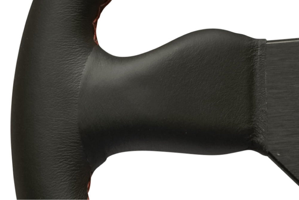 Personal Neo Grinta Steering Wheel - Black Leather Black Spokes Red Stitching 330mm