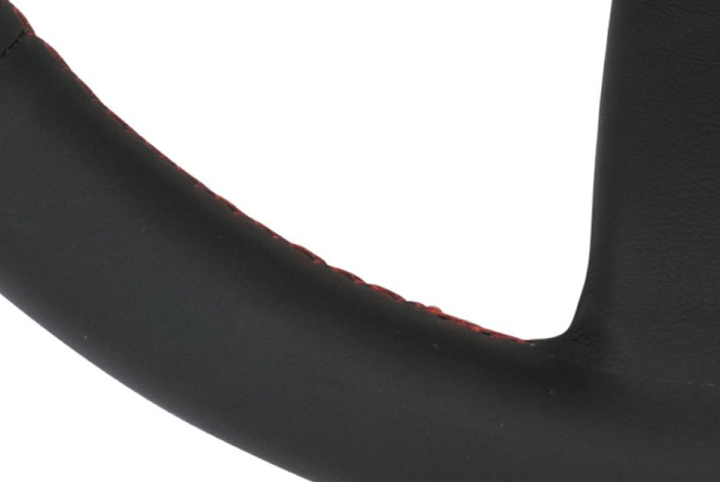 Personal Neo Grinta Steering Wheel - Black Leather Black Spokes Red Stitching 330mm