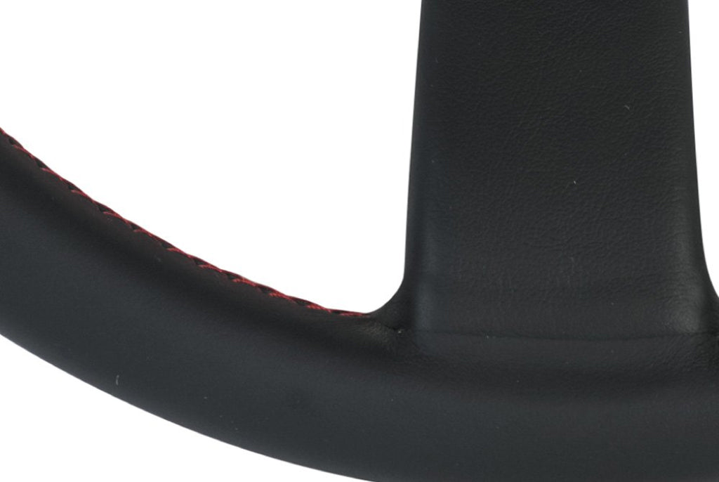 Personal Neo Grinta Steering Wheel - Black Leather Black Spokes Red Stitching 350mm