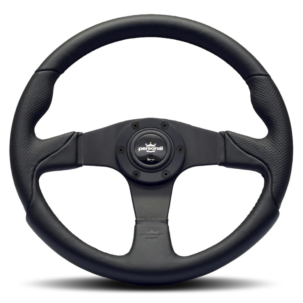 Personal Thunder Steering Wheel - Black Leather Black Spokes 350mm