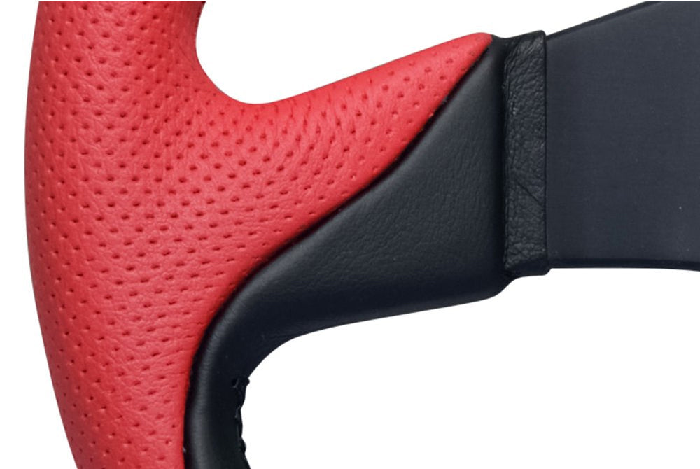 Personal Thunder Steering Wheel Black/Red Leather Black Spokes 350mm