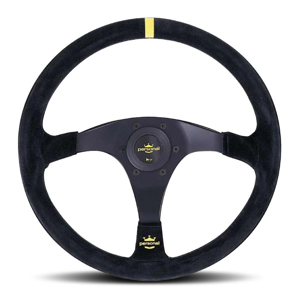 Personal Trophy Steering Wheel - Black Suede Black Spokes 350mm