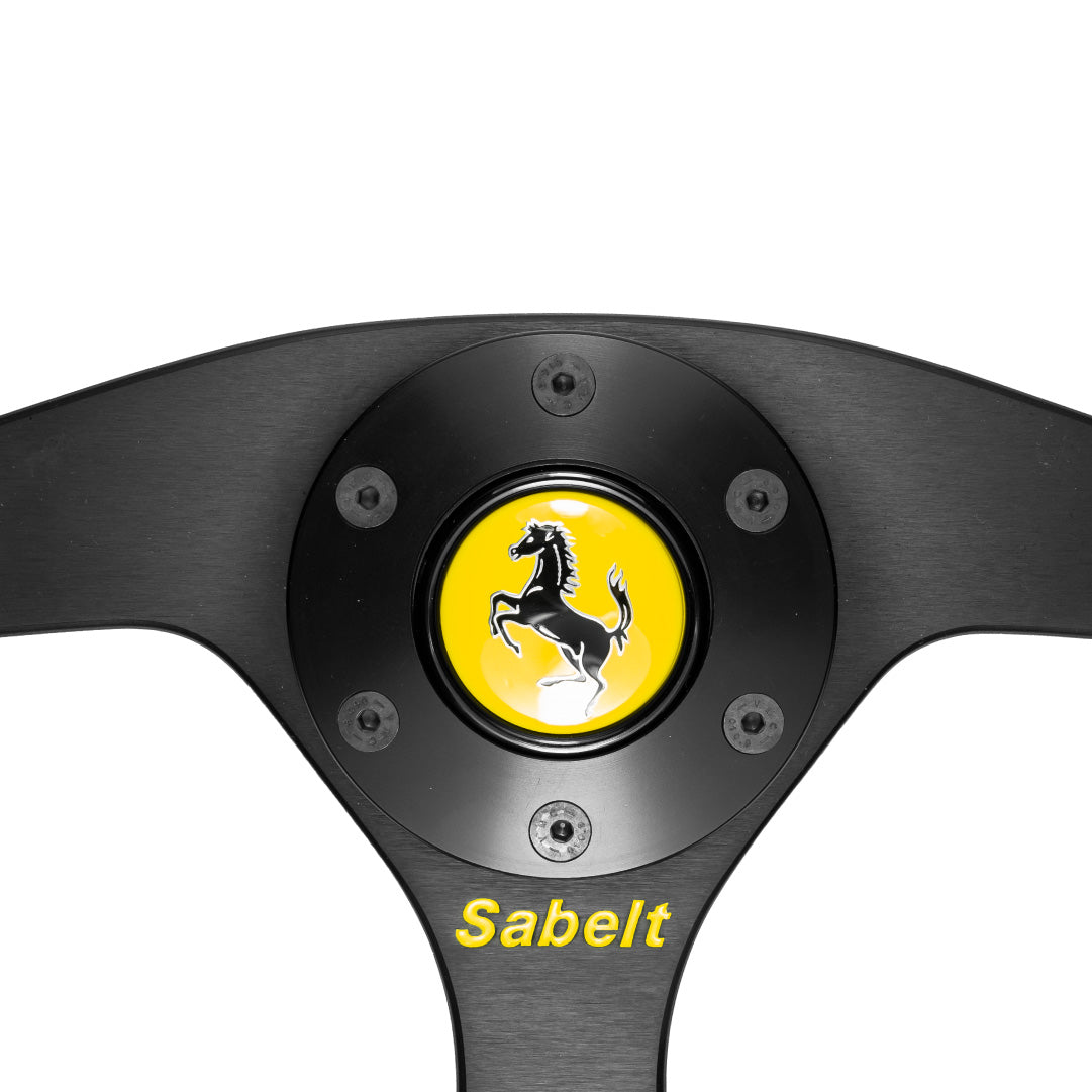 Sabelt Ferrari F40 Competizione Steering Wheel - Black Suede Black Spokes 350mm