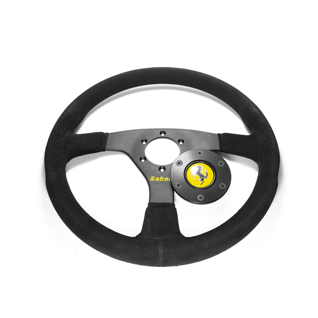 Sabelt Ferrari F40 Competizione Steering Wheel - Black Suede Black Spokes 350mm