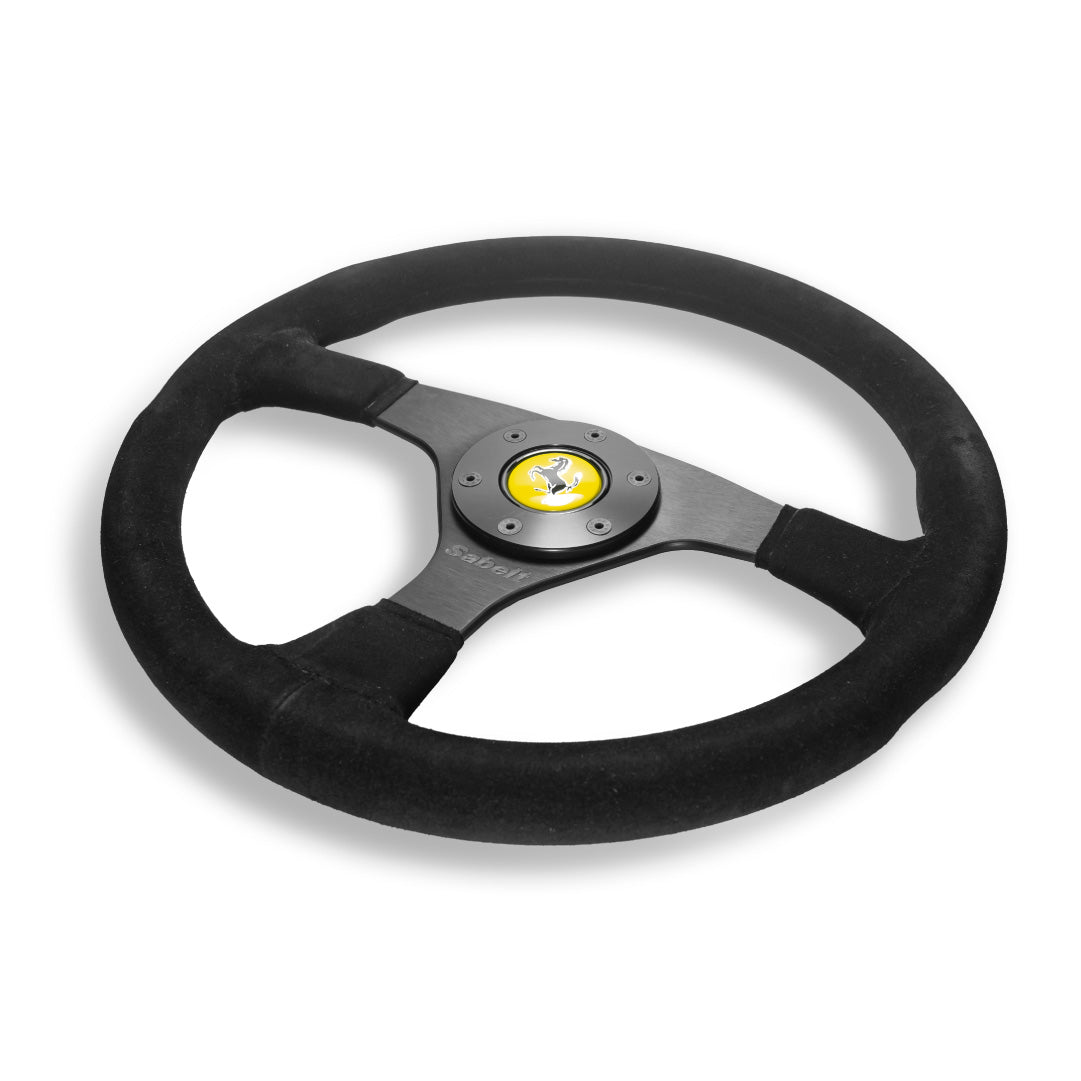 Sabelt Ferrari F40 Competizione Steering Wheel - Black Suede Black Spokes 350mm