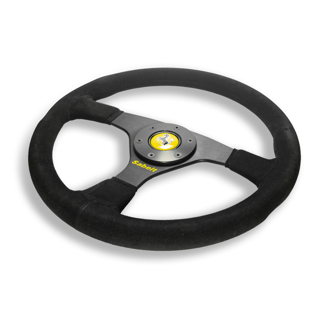 Sabelt Ferrari F40 Competizione Steering Wheel - Black Suede Black Spokes 350mm