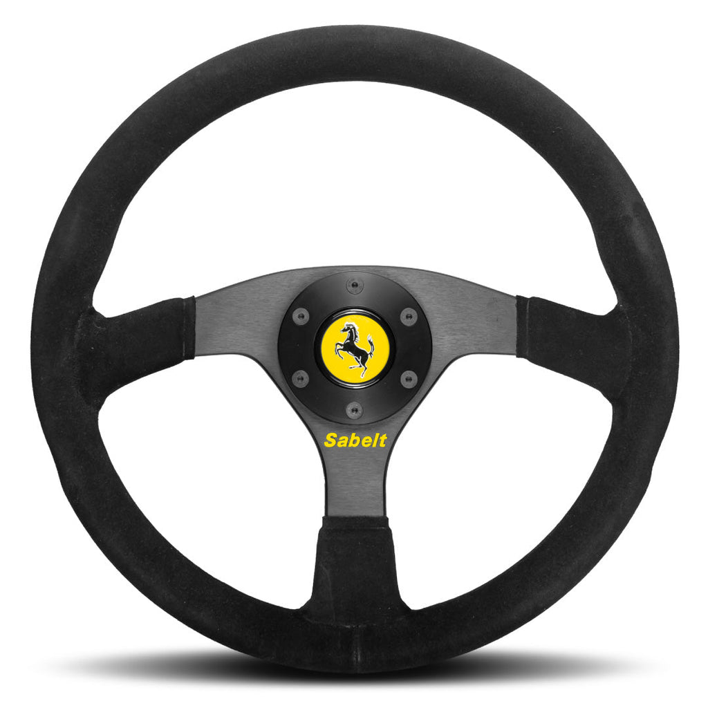 Sabelt Ferrari F40 Competizione Steering Wheel - Black Suede Black Spokes 350mm