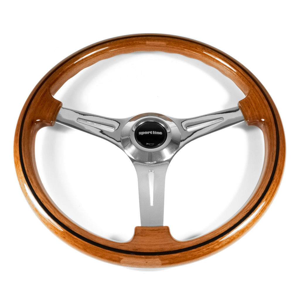 Sport Line Prestige Steering Wheel - Mahogany Wood Polished Spokes 370mm