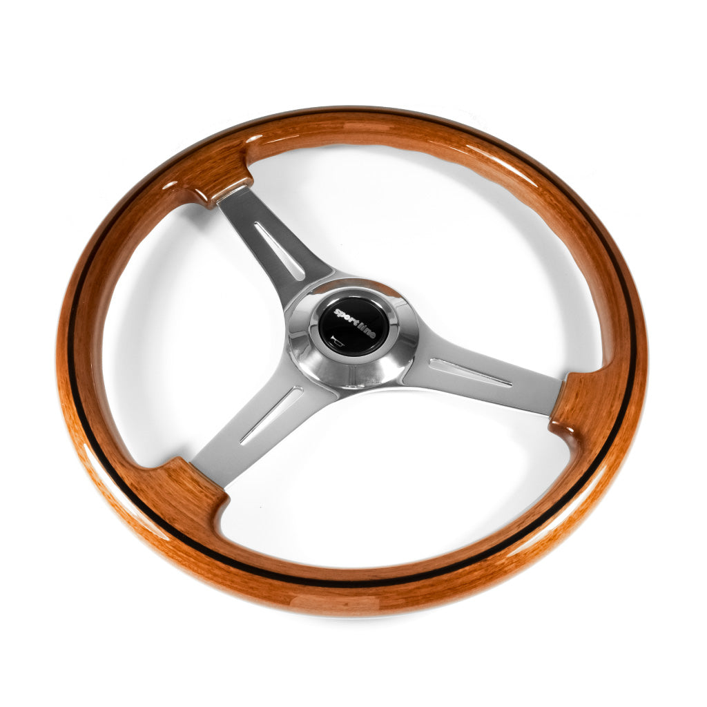 Sport Line Prestige Steering Wheel - Mahogany Wood Polished Spokes 370mm
