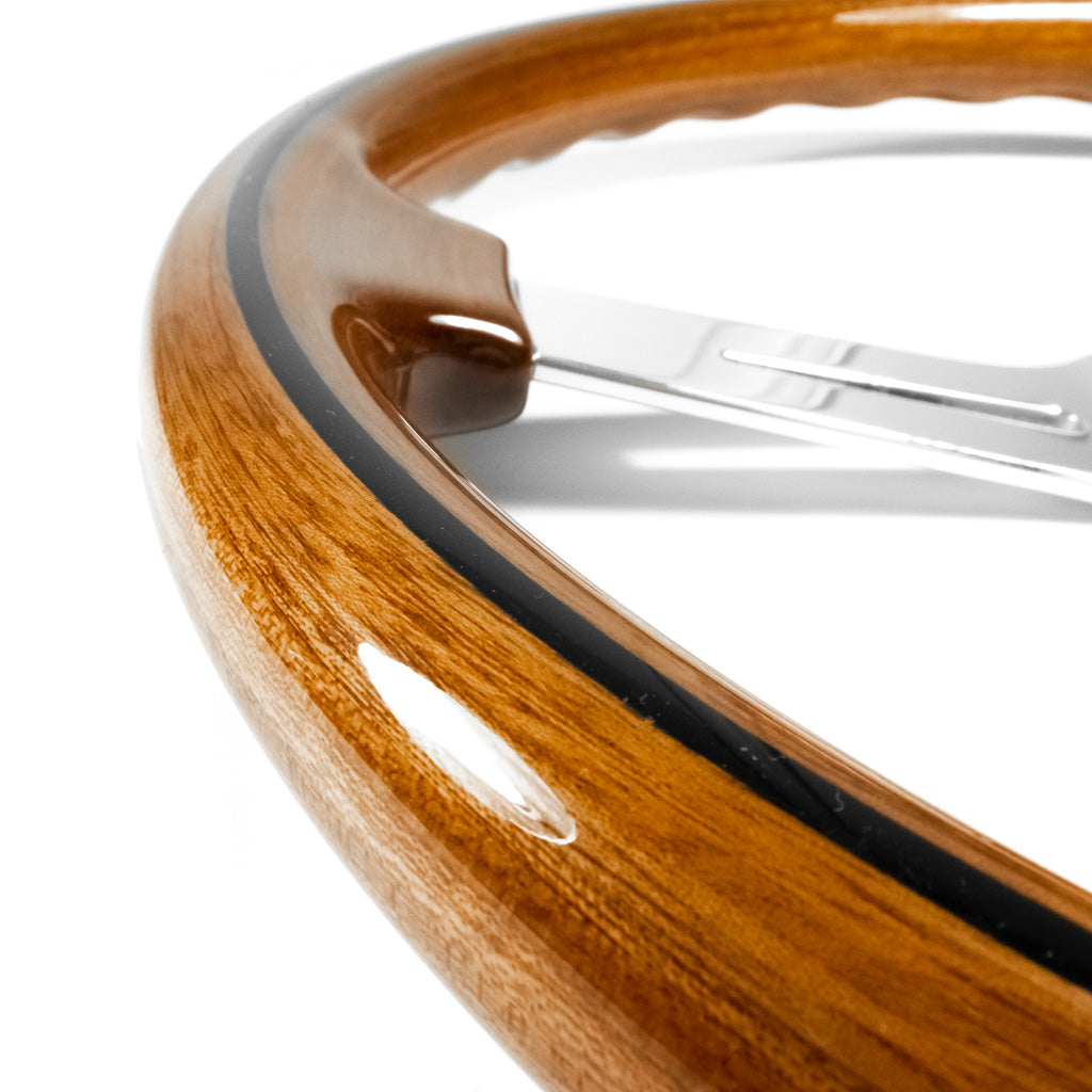 Sport Line Prestige Steering Wheel - Mahogany Wood Polished Spokes 370mm